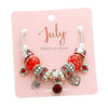 Birth Month Birthstone Glass Bead Dangle Charm Bracelet (July)