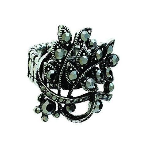 Western Style Burnished Silver Concho Stretch Ring