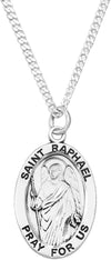 Sterling Silver Medal Pendant And Curb Chain Necklace, 24" (Saint Raphael)