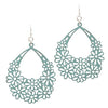 Simulated Leather Flower Long Dangle Flower Earrings (Turquoise)