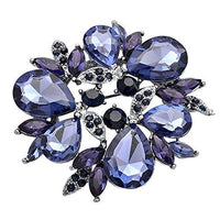 Sparkling Rhinestone Large and Unique Statement Brooch Pin ( Montana Blue)