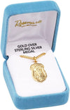 Sterling Silver Saint Michael Police Badge Pendant Necklace, 20" (16K Yellow Gold)