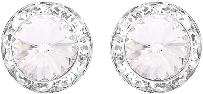 Timeless Classic Hypoallergenic Post Back Halo Earrings Made With Swarovski Crystals, 15mm-20mm (15mm, Clear Crystal Silver Tone)