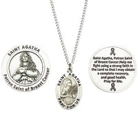 Rosemarie Collections Saint Pendant Necklace and 2 Religious Pocket Tokens (St Agatha)