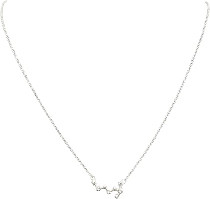 Dainty Sterling Silver Cable Chain With Zodiac Constellation Celestial Stars Astrology Pendant Necklace Gift Set, 16"+2" Extender (Scorpio Oct.23-Nov.22)