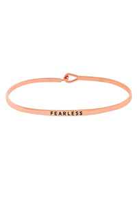 Thin Hook Bangle Bracelet Rose Gold Color "Fearless"