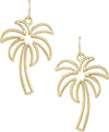 Fun Gold Tone Palm Tree Outline Dangle Earrings, 2"
