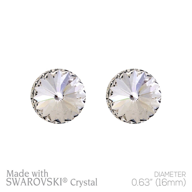 Stunning Hypoallergenic Post Back Earrings Made with Swarovski Crystals (16mm, Clear Crystal)