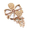 Stunning Crystal Pave Teardrop And Simulated Pearl Flower Brooch, 4" (Blue Crystal Gold Tone)