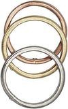 Set Of 3 Sleek And Stylish Omega Chain Coil Stretch Bracelets, 7.25" (Tri Tone Silver Gold Copper)