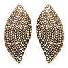 Chic Burnished Metal Textured Caviar Clip On Style Earrings, 2.25" (Gold Tone)