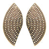 Chic Burnished Metal Textured Caviar Clip On Style Earrings, 2.25" (Gold Tone)