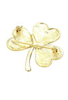 Irish Shamrock Crystal Enamel Brooch Gold Tone