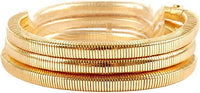 Set Of 3 Sleek And Stylish Omega Chain Coil Stretch Bracelets, 7.25" (Gold Tone)