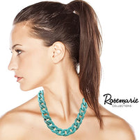 Chunky And Colorful Turquoise Acrylic Resin Links Curb Chain Necklace, 18"+2.5" Extender