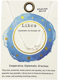 Dainty Sterling Silver Cable Chain With Zodiac Constellation Celestial Stars Astrology Pendant Necklace Gift Set, 16"+2" Extender (Libra Sept.24-Oct.22)