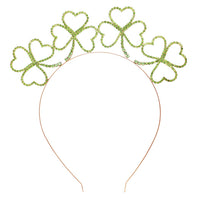 Lucky Irish Shamrock St. Patrick's Day Green Crystal Rhinestone Clovers Gold Tone Tiara Headband Crown