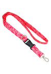 Women's Pink Ribbon Print Flat Lanyard Breakaway Organizer Necklace