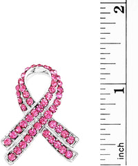 Charming Pink Ribbon Crystal Rhinestone Lapel Pin Brooch 1.5"