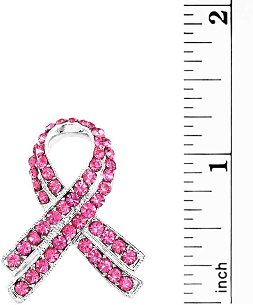 Charming Pink Ribbon Crystal Rhinestone Lapel Pin Brooch 1.5"