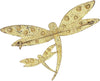 Enchanted Gold Tone With Sparkling Pink Crystal Rhinestones Dragonfly Brooch, 3"