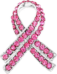 Charming Pink Ribbon Crystal Rhinestone Lapel Pin Brooch 1.5"
