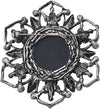 Stunning Burnished Silver Tone And Black Statement Vintage Vibes Victorian Cameo With Crystal Adorned Metal Flower Frame Brooch, 2.5"