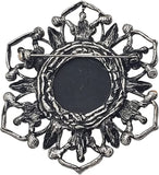 Stunning Burnished Silver Tone And Black Statement Vintage Vibes Victorian Cameo With Crystal Adorned Metal Flower Frame Brooch, 2.5