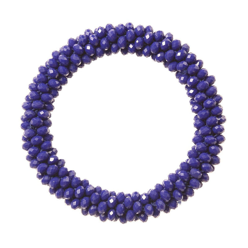 Chic 4mm Glass Bead Tube Style Rope Stretch Bracelet, 2.25" (Sapphire Blue)