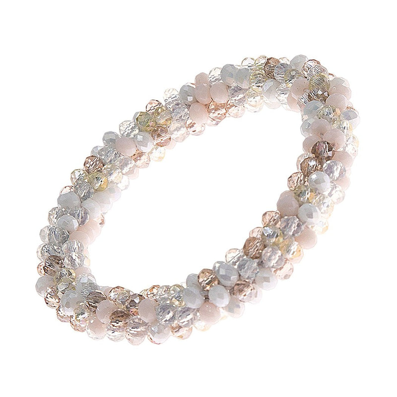 Chic 4mm Glass Bead Tube Style Rope Stretch Bracelet, 2.25" (Neutral Mix)