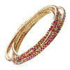 Set of 5 Rhinestone Stretch Bracelets (Gold Tone/Red)