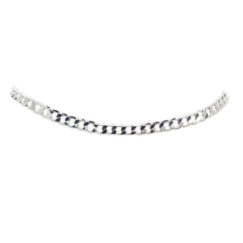 Sleek Polished Silver Tone Cuban Curb Link Chain Ankle Bracelet Anklet, 9"+1.5" Extender