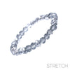Faceted Glass Crystal Beaded Long Strand Necklace and Stretch Bracelet Set (Silver)