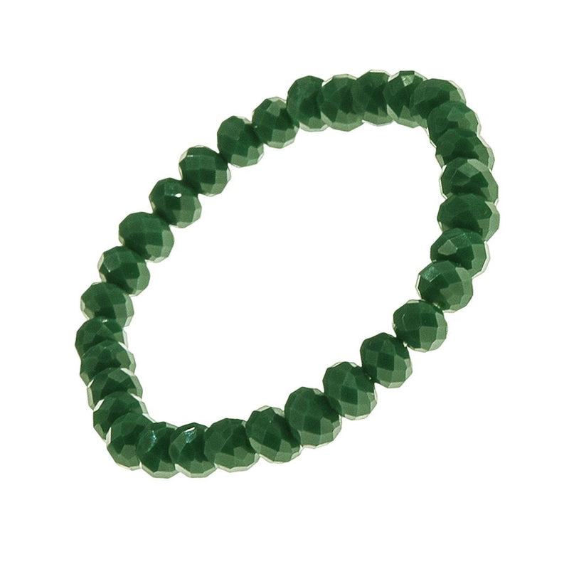 Green Faceted Glass Crystal Simple Strand Stretch Bracelet