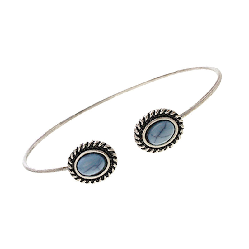 Western Oval Concho Style With Natural Semi Precious Turquoise Howlite Stone Cuff Bracelet,