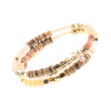Bohemian Chic Flexible Memory Wire Wrap Cuff Crystal And Wood Beaded Bracelet, 2.5" (Cream Neutrals)