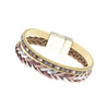 Braided Vegan Leather Magnetic Clasp Bracelet, 7.5" (Pink Gold Tone)