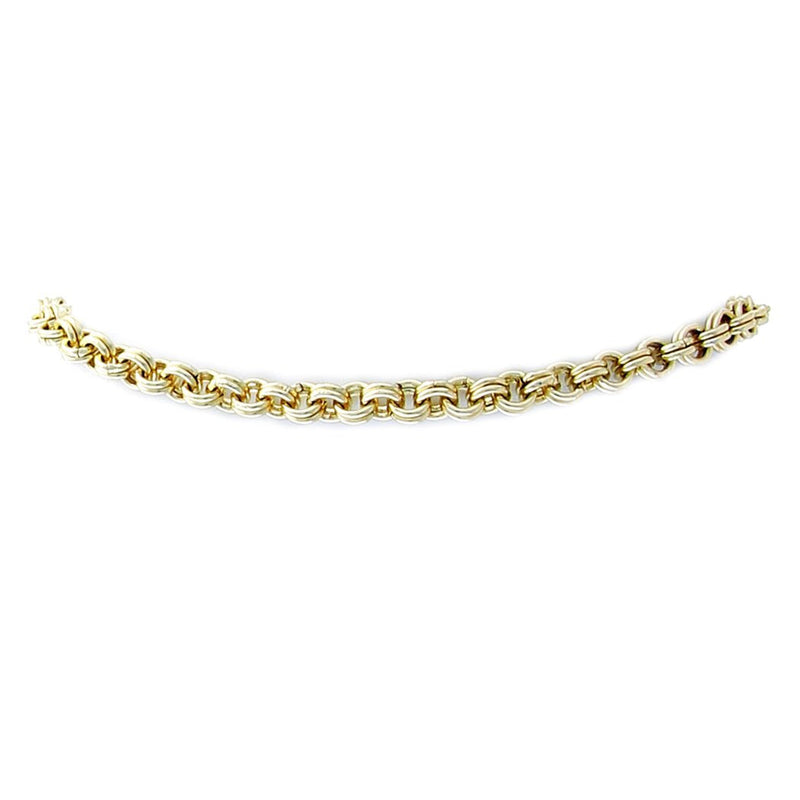 Sleek Polished Gold Tone Double Rolo Link Chain Ankle Bracelet Anklet, 9"+1.5" Extender