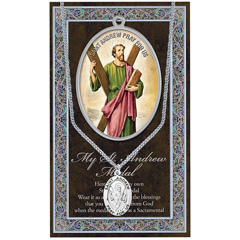 Religious Saint Medal Pendant Necklace 24" (St Andrew)