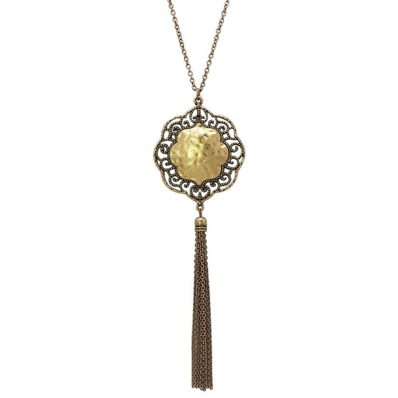 Gold Metal Chain Tassel Decorative Pendant Necklace