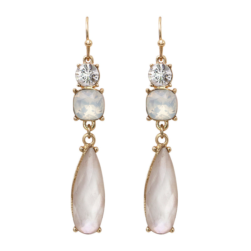 Natural Mother of Pearl and Crystal Dangle Earrings