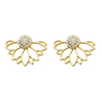 Rhinestone Flower Ear Jacket Post Earrings