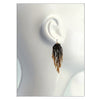 Extra Long Peyote Stitch With Fringe Seed Bead Shoulder Duster Statement Earrings (5", Black Gold)