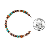 Chic Western Style Side Silhouette Metallic Pearl And Bead Hoop Earrings, 2.5" (Metallic Copper With Turquoise And Wood Beads)