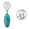 Western Style Decorative Metal Swirl Framed Turquoise Howlite Stone Dangle Earrings, 2.5"