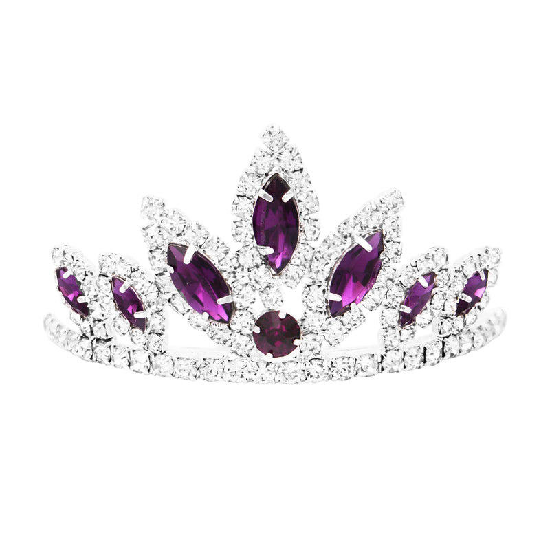 Petite Mini Princess Crystal Tiara Hair Comb Crown (Marquise Silver Tone)