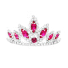 Dazzling Marquis Cut Royal Princess Mini Crystal Rhinestone Hair Comb Head Crown Tiara, 1.75" (Fuchsia Pink Crystal Silver Tone)