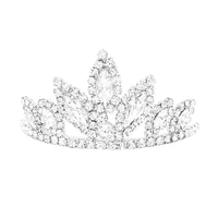 Dazzling Marquis Cut Royal Princess Mini Crystal Rhinestone Hair Comb Head Crown Tiara, 1.75" (Clear Crystal Silver Tone)