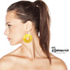 Colorful Spiral Circle Statement Natural Shell Dangle Earrings (Yellow)