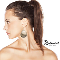 Long Fashion Statement Natural Shell Taupe Color Dangle Earrings